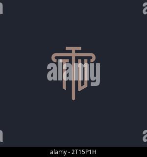 TU initial logo monogram with pillar icon design vector Stock Vector