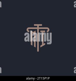 MI initial logo monogram with pillar icon design vector Stock Vector