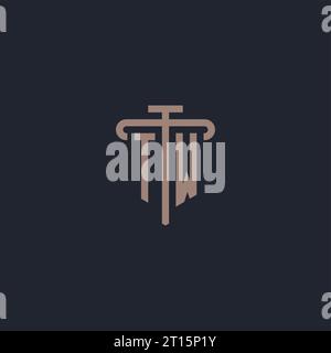 TW initial logo monogram with pillar icon design vector Stock Vector