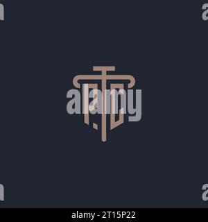 PC initial logo monogram with pillar icon design vector Stock Vector