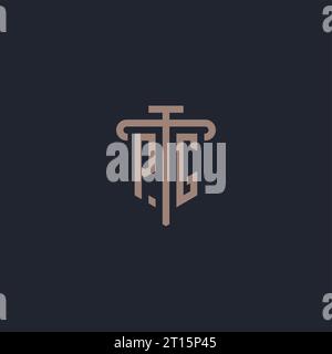 PG initial logo monogram with pillar icon design vector Stock Vector