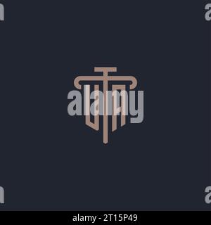 UA initial logo monogram with pillar icon design vector Stock Vector