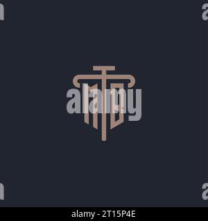 MB initial logo monogram with pillar icon design vector Stock Vector