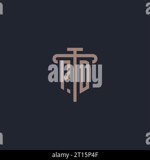 PD initial logo monogram with pillar icon design vector Stock Vector