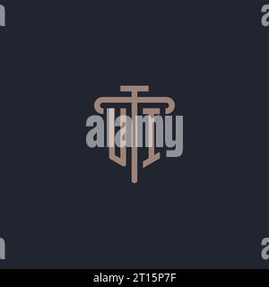 UI initial logo monogram with pillar icon design vector Stock Vector