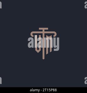 VM initial logo monogram with pillar icon design vector Stock Vector