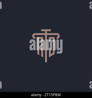 NJ initial logo monogram with pillar icon design vector Stock Vector