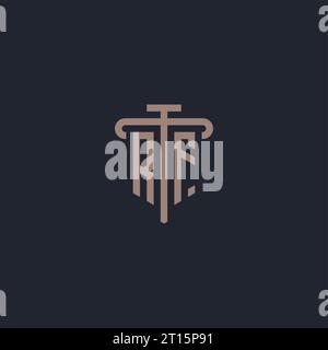 RF initial logo monogram with pillar icon design vector Stock Vector