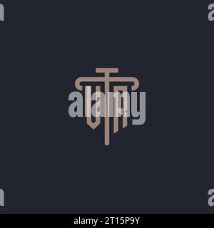 VR initial logo monogram with pillar icon design vector Stock Vector