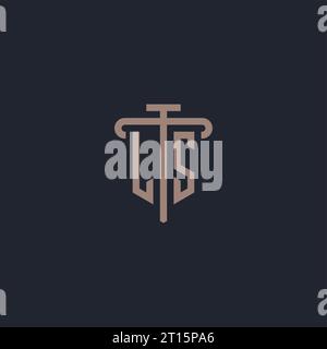 LS initial logo monogram with pillar icon design vector Stock Vector
