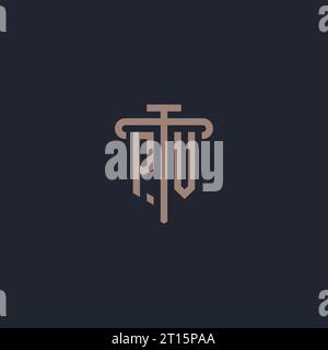 PV initial logo monogram with pillar icon design vector Stock Vector