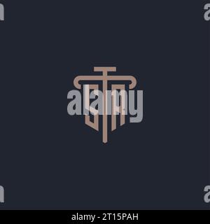 SR initial logo monogram with pillar icon design vector Stock Vector