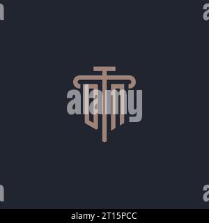 ON initial logo monogram with pillar icon design vector Stock Vector