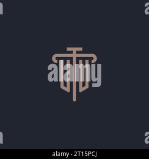 UU initial logo monogram with pillar icon design vector Stock Vector