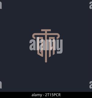 QA initial logo monogram with pillar icon design vector Stock Vector