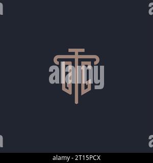 QG initial logo monogram with pillar icon design vector Stock Vector