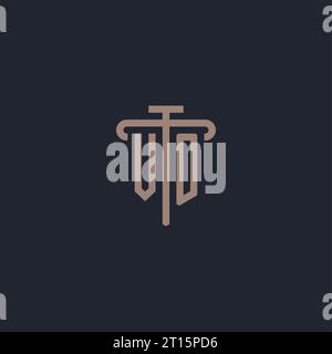 VO initial logo monogram with pillar icon design vector Stock Vector