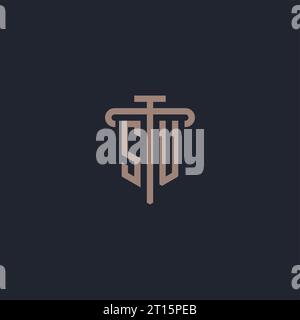 SU initial logo monogram with pillar icon design vector Stock Vector