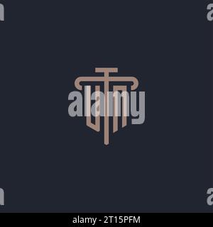 UN initial logo monogram with pillar icon design vector Stock Vector