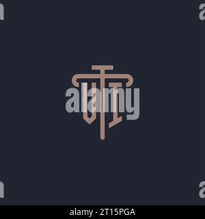 VI initial logo monogram with pillar icon design vector Stock Vector