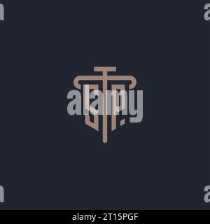 SP initial logo monogram with pillar icon design vector Stock Vector