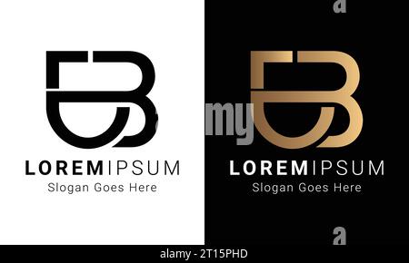 Luxury Initial JB or BJ Monogram Text Letter Logo Design Stock Vector