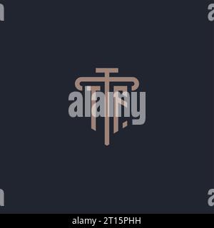 TF initial logo monogram with pillar icon design vector Stock Vector