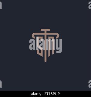 SN initial logo monogram with pillar icon design vector Stock Vector