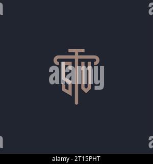 SV initial logo monogram with pillar icon design vector Stock Vector