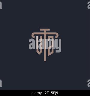 VZ initial logo monogram with pillar icon design vector Stock Vector