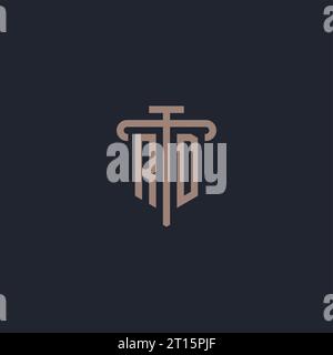 RD initial logo monogram with pillar icon design vector Stock Vector