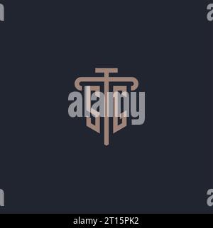 SG initial logo monogram with pillar icon design vector Stock Vector