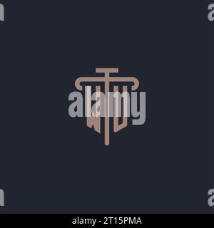 WU initial logo monogram with pillar icon design vector Stock Vector
