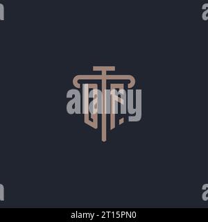 QF initial logo monogram with pillar icon design vector Stock Vector