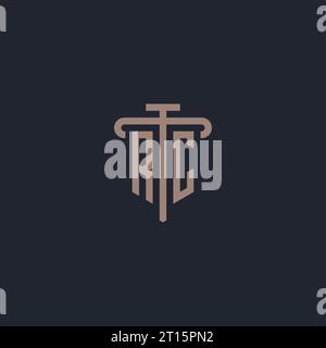 RC initial logo monogram with pillar icon design vector Stock Vector