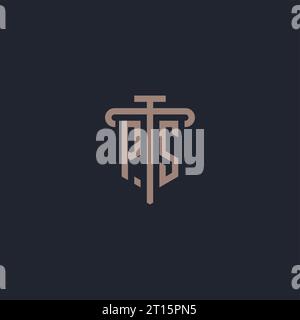PS initial logo monogram with pillar icon design vector Stock Vector