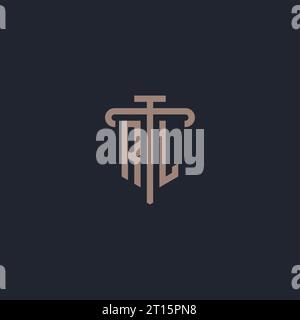 RL initial logo monogram with pillar icon design vector Stock Vector
