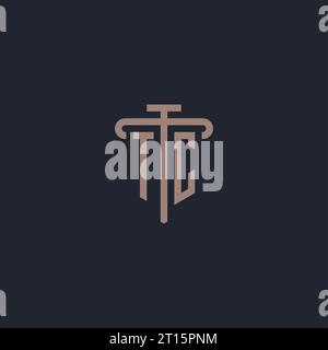 TC initial logo monogram with pillar icon design vector Stock Vector