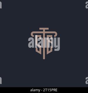SE initial logo monogram with pillar icon design vector Stock Vector