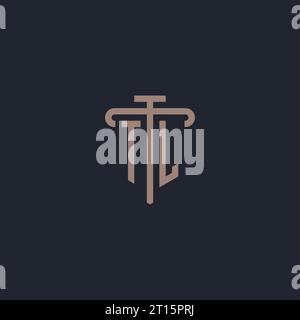 TL initial logo monogram with pillar icon design vector Stock Vector