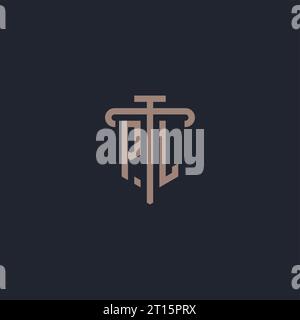 PL initial logo monogram with pillar icon design vector Stock Vector