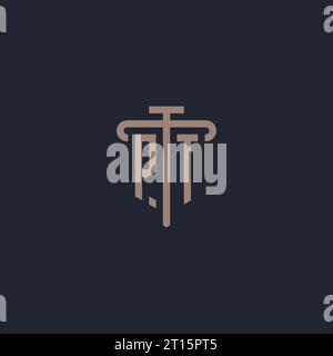 PT initial logo monogram with pillar icon design vector Stock Vector