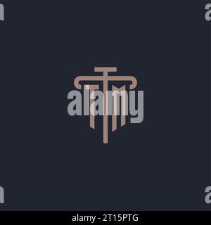 TM initial logo monogram with pillar icon design vector Stock Vector
