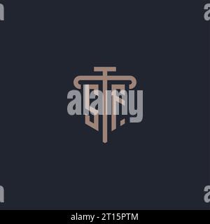 SF initial logo monogram with pillar icon design vector Stock Vector