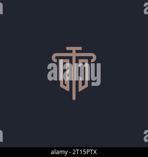 QJ initial logo monogram with pillar icon design vector Stock Vector