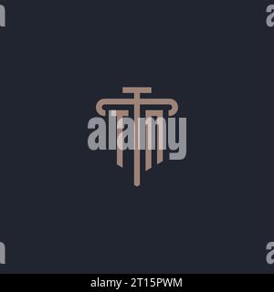 TN initial logo monogram with pillar icon design vector Stock Vector
