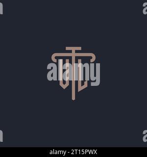 VL initial logo monogram with pillar icon design vector Stock Vector