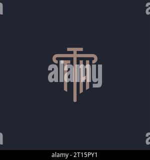 TH initial logo monogram with pillar icon design vector Stock Vector