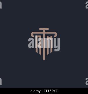 RM initial logo monogram with pillar icon design vector Stock Vector