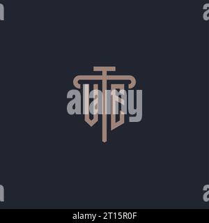 VE initial logo monogram with pillar icon design vector Stock Vector